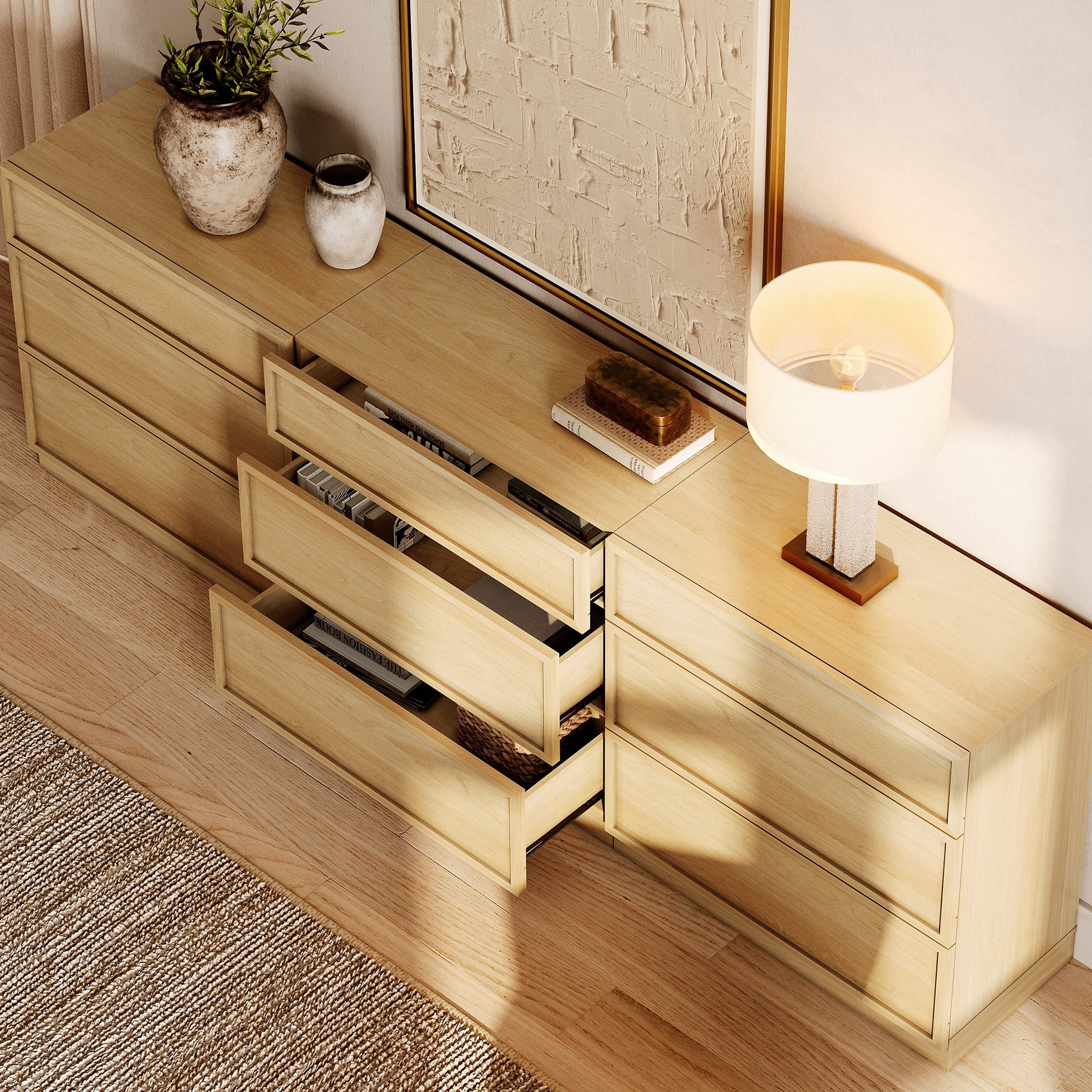 94.5" Modern Sideboard Buffet Cabinet with 9 Drawers, Multifunctional Sideboard with Large Storage and Adjustable Shelf