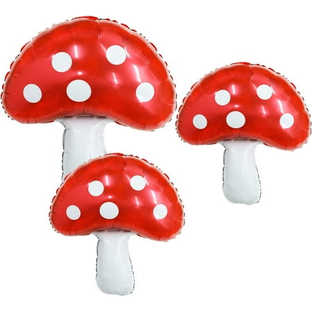XD5-3Pack 31'' Mushroom Foil Balloon,Mushroom Birthday Party Supplier Fairy Princess Birthday Woodland Theme Balloon Baby Shower Supplies Fairy Garden Party Mushroom Decoration-5