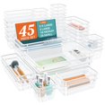thumbnail image 1 of 45 PCS Clear Plastic Drawer Organizers Set, 1 of 4