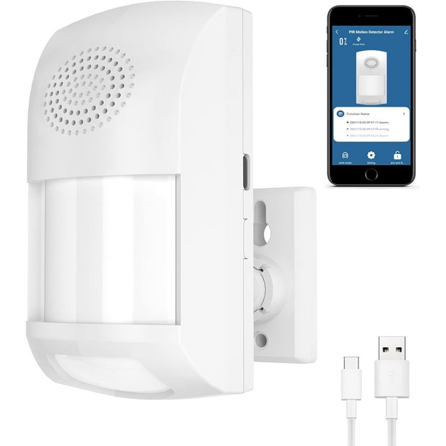 Sensor de movimiento inteligente, alarma de seguridad inalámbrica WiFi, alarma de luz y sonido de 110 dB, alertas de aplicaciones gratuitas, detector de movimiento PIR de seguridad para el h