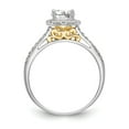 thumbnail image 2 of Solid 14k Yellow and White Gold Two Tone Gold Round Halo Diamond Side-Stones with CZ Cubic Zirconia Center Stone Engagement Ring Size 5.5, 2 of 8