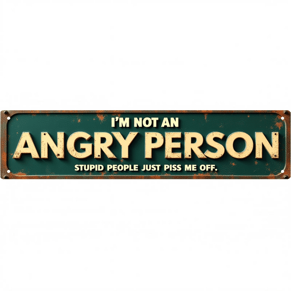 Not An Angry Person Funny Tin Signs 16*4 Inches "Not an Angry Person" Garage, Bar, Bedroom Decor Funny Signs, Mens Wall Decor, Man Cave Accessories
