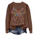 thumbnail image 2 of WEAIXIMIUNG Sweatshirts pour Femmes Fermeture Éclair Mode Décontractée Manches Longues Nœud Imprimé Col Rond Pull Sweatshirt, 2 of 3