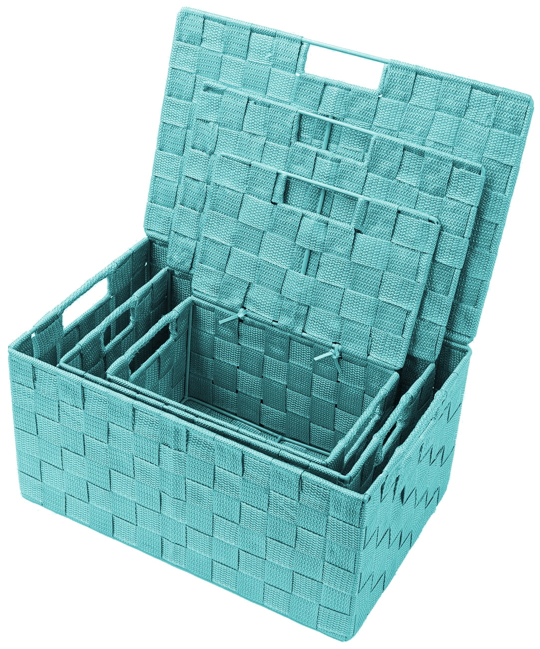 Weave Stackable Basket Set, 3 Pieces - Aqua