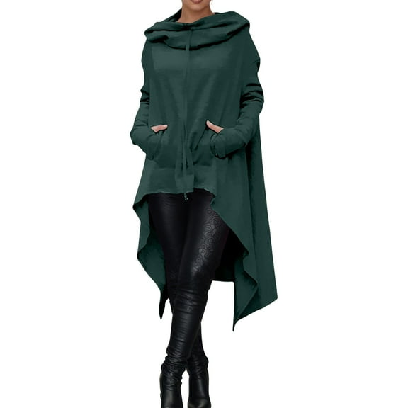 Bmisegm Women's Hoodies and Sweatshirts Fall Winter Casual Pullover with Pocket Loose Fit Women's Hoodies and Sweatshirts for Daily Wear Dark Green L