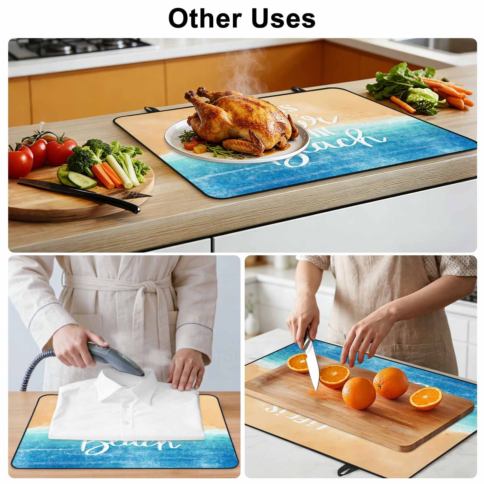 Blue Coastal Stove Top Cover for Electric Stove, Heat-proof & Non Slip Glass Top Stove Cover Protector, Life Is Better At The Beach Beach Kitchen Flat Cooktop Rubber Mat 24x21 Inches