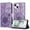 Purple, variant on ELEHOLD Case for iPhone 15 Plus, Sunflower Embossed Leather Wallet Case with Magnetic Closure & Kickstand,Rosegold