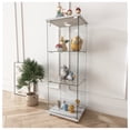 thumbnail image 4 of Glass Display Cabinet with LED Lights, 1-Door 3-Shelf, White - Living Room & Bedroom Showcase - Tempered Glass, Quick Assembly, 4 of 8