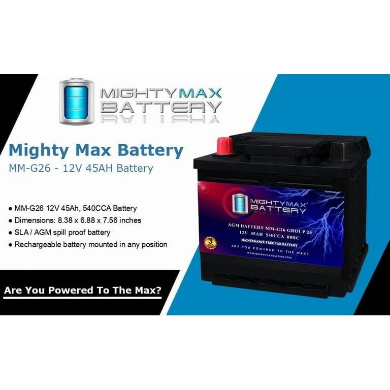 MM-G26 BCI Group 26 12V 45AH, 80RC, 540 CCA, Rechargeable SLA AGM