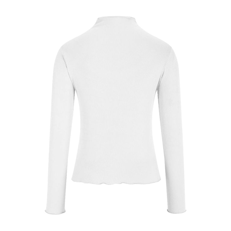 Oplxuo Women's Mock Neck Ribbed Long Sleeve Shirts Tight Fitted