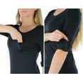 thumbnail image 6 of ToBeInStyle Women's Long Roll-Up Sleeve Ladder-Back Pocket Top - Black - Small, 6 of 7