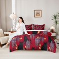 thumbnail image 4 of Erosebridal Rustic Lavender Black Kitten 7pcs Bedding Comforter Set,Red Black Purple Queen Bedding Sets For Girls Boys,Reversible, 4 of 7