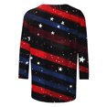 thumbnail image 5 of Patriotic Blouse Women 4th of July Womens Shirt Patriotic Womens Shirt Womens Fourth of July Shirt Women's Independence Day Printed 3/4 Sleeve Round Neck Pullover Fashionable Top, 5 of 5