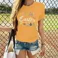 thumbnail image 2 of Happy Easter Shirts for Women Bunny T-Shirt Rabbit Letter Graphic Tees Easter Egg Holiday Shirt Tunic Tops Blouses, 2 of 5