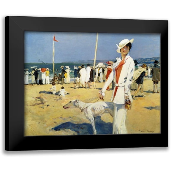 Flameng, Francois 14x12 Black Modern Framed Museum Art Print Titled - The Seaside
