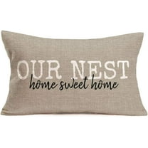 Our Nest Home Sweet Home Pillow Cover Rectangle 12x20 Inch Cotton Linen Throw Pillow Cases Vintage Country Farmhouse Decorative Cushion Cover for Sofa Couch