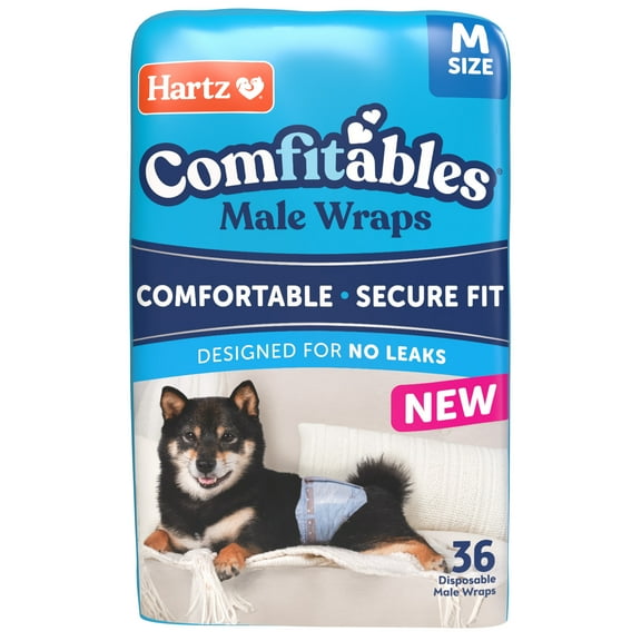 Hartz Comfitables Male Dog Wraps with Stretchy Waistband, Medium 36 Count
