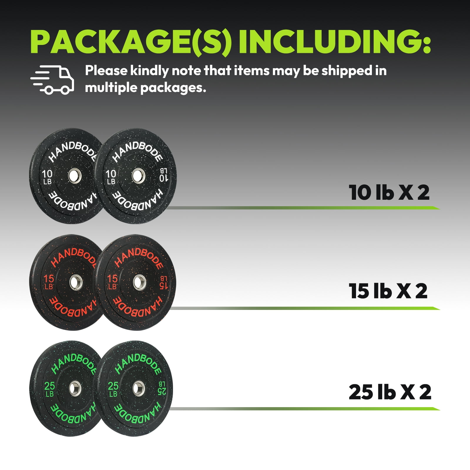 HANDBODE Bumper Plates High-Bounce Olympic Weight Plates, Colored crumb rubber plate for Weight Lifting and Strength Training 100LB
