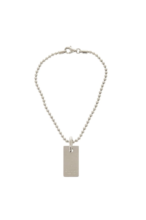 Pre-Owned Gucci logo plate ball chain sterling silver 925 bracelet 1642GUCCI