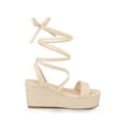 thumbnail image 3 of BLISSFUL STEP Women's Lace Up Wedge Heel Platform Slingback Strappy Sandals, 3 of 8