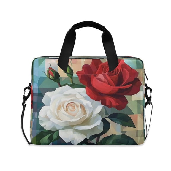 16inch Laptop Briefcase, Business Laptop Bag with Detachable Strap & Padded Compartment, Water-Resistant Polyester，Two Roses