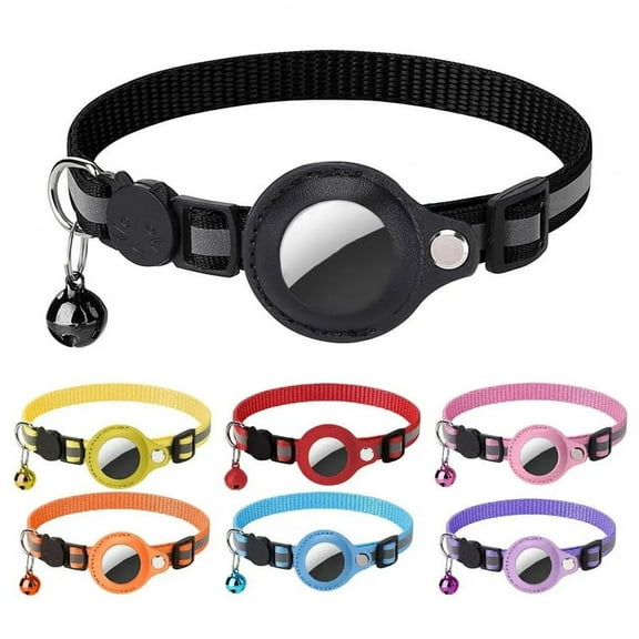 Pet Daily Kit Cat Collars with Reflective Strips, Airtag Collars, Kitten Collars with Bells, Lightweight Collars (Black)