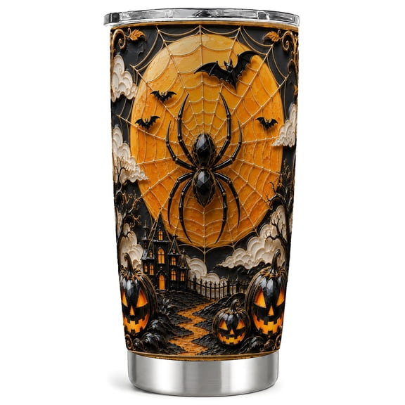 Black Spider Tumbler 20oz, Web Tumbler, Stainless Steel Travel Cup
