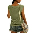 thumbnail image 4 of EIMELI Femmes Tops Mode Solide Couleur Cap Manches V Cou Décontracté en Vrac Manches Courtes T-Shirt Top Armée Vert, 4 of 6