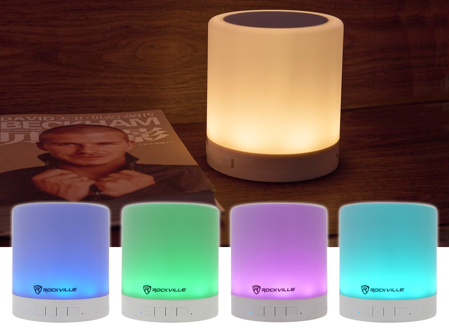 Rockville PBL20 20w Portable Bluetooth Night Light Touch Lamp Speaker w/Aux+SD