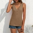thumbnail image 2 of up to 60% off Gifts Usmixi Womens Tank Tops Casual Solid Button Down Lightweight Tunic Shirts Vest Summer Trendy Plain V-Neck Sleeveless Shirts Blouse Coffee XL, 2 of 4