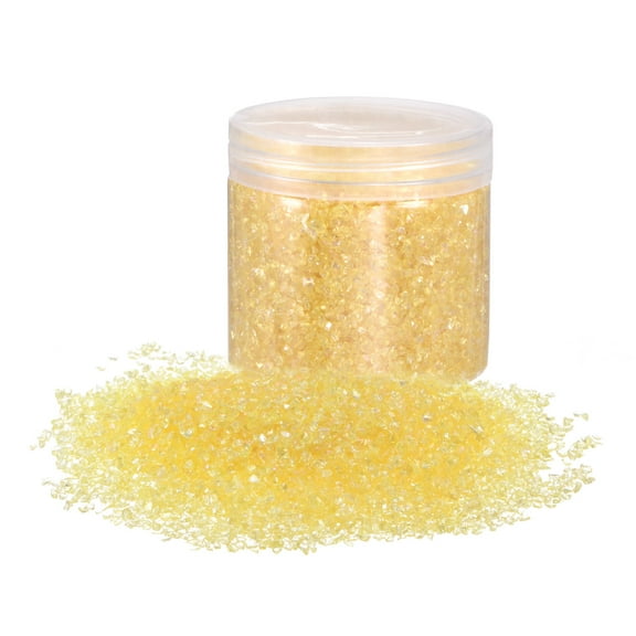 Uxcell 305g Crushed Glass Chips 3-6mm Irregular Broken Sprinkles Chunky Glass for Crafts DIY Vase Filler, Orange Yellow