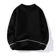 thumbnail image 2 of Unisex Sweaters Long Sleeve Crew Neck Sweater Trendy Slouchy Pullover Sweater with Distressed Frayed Edges Black 4XL, 2 of 3