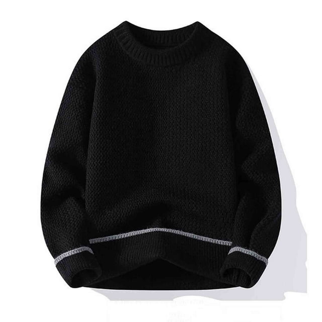 TIMIFIS Mens Casual Chunky Sweater Crew Neck Long Sleeve Pullover Stretchy Loose Solid Color for Fall Winter Stylish Tops
