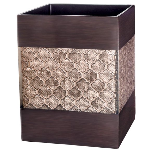 Creative Scents Dahlia Brown Bathroom Trash Can - Small Waste Basket - Durable Space-Friendly Waste Bin - Decorative Bathroom Wastebasket