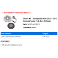 thumbnail image 2 of Clutch Kit - Compatible with 2010 - 2012 Hyundai Santa Fe 2.4L 4-Cylinder 2011, 2 of 2