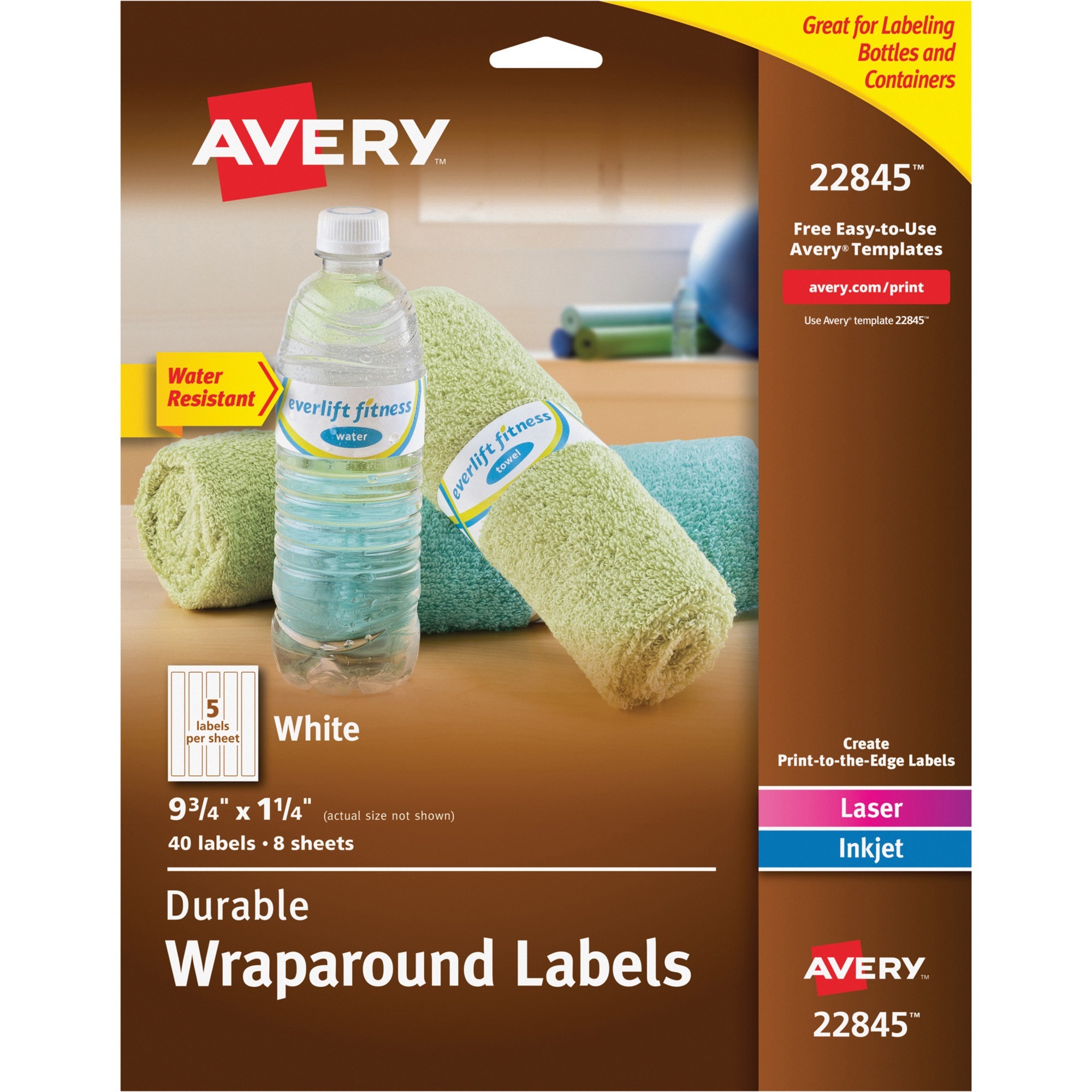 Avery R Durable Water Resistant White Wraparound Labels 9 3 4 X 1 1 4