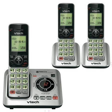 VTech Cordless Handset Phone, CS6629-3, DECT 6.0, 3 Handsets, Silver/Black [Non - Retail