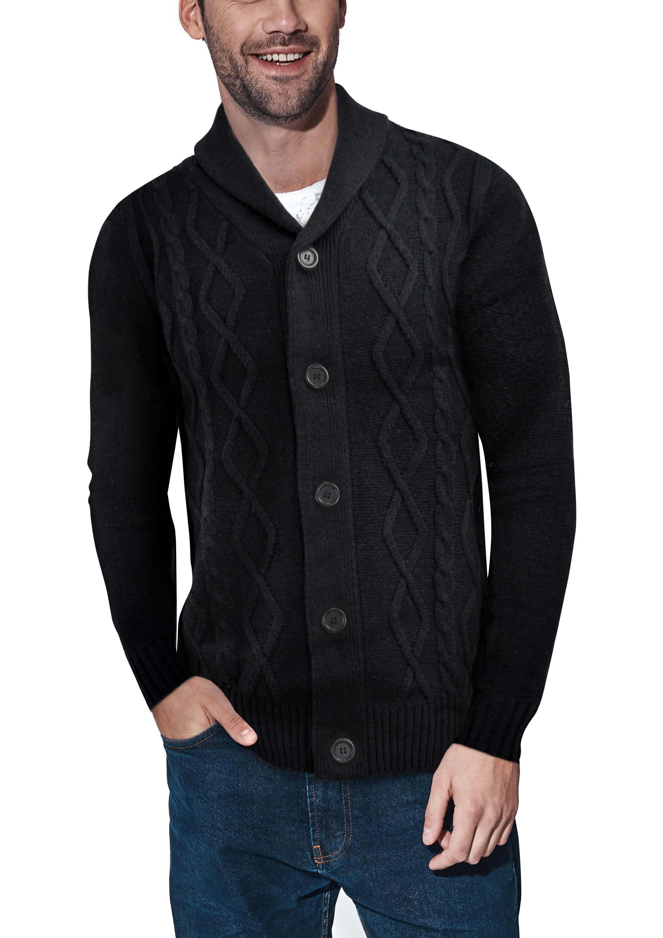 Mens Cardigan Sweater Button Down Long 