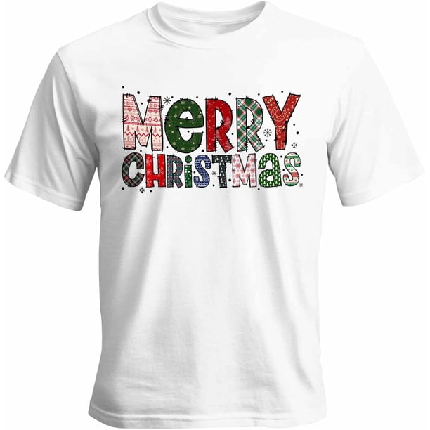 Camisetas para hombre con texto de Feliz Navidad, camisetas casuales de manga corta para hombre, camisetas gráficas para adolescentes, niños y hombres