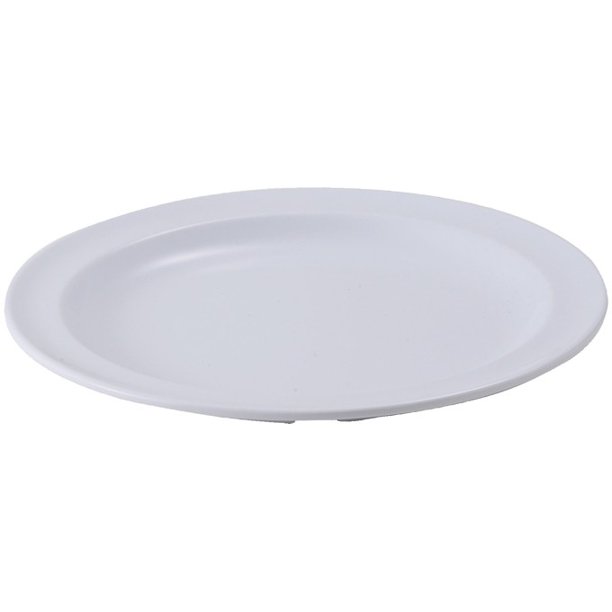 9" Melamine Round Plates, White,Pack of 4 EA