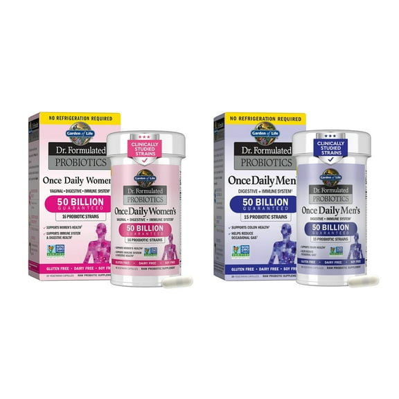 Garden of Life Dr. Formulated Probiotics Bundle, Women’s 50 Billion Pre Probiotics 30 Capsules & Men’s 50 Billion Pre Probiotics 30 Capsules