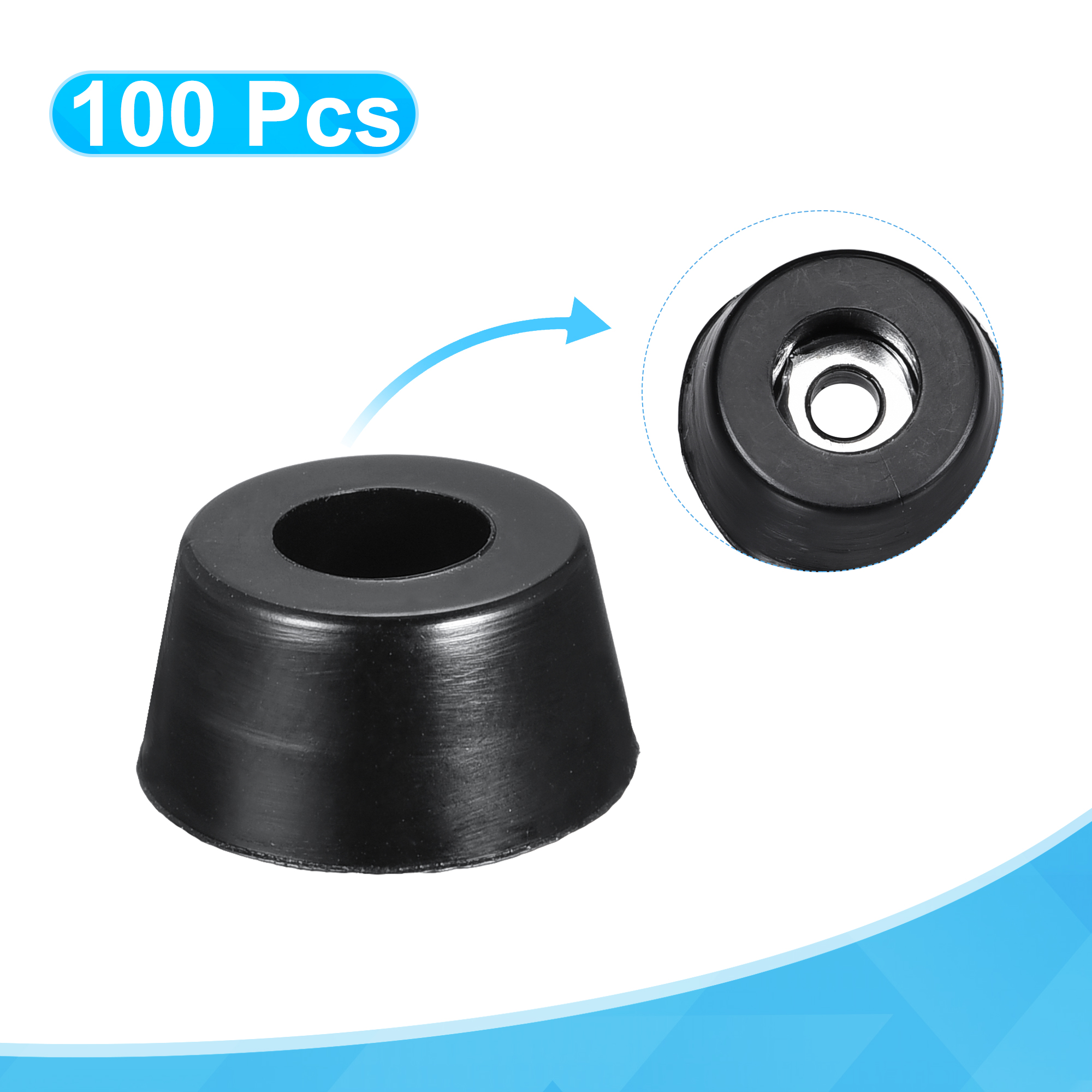 Uxcell 0.59" W x  0.31" H Rubber Bumper Feet, Stainless Steel Screws and Washer 100 Pack - image 4 of 5