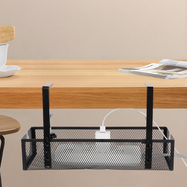 FENGGUIQU Organizador De Cables Bajo Escritorio En Metal Negro Ahorra Espacio Y Mantiene Oficina Ordenada