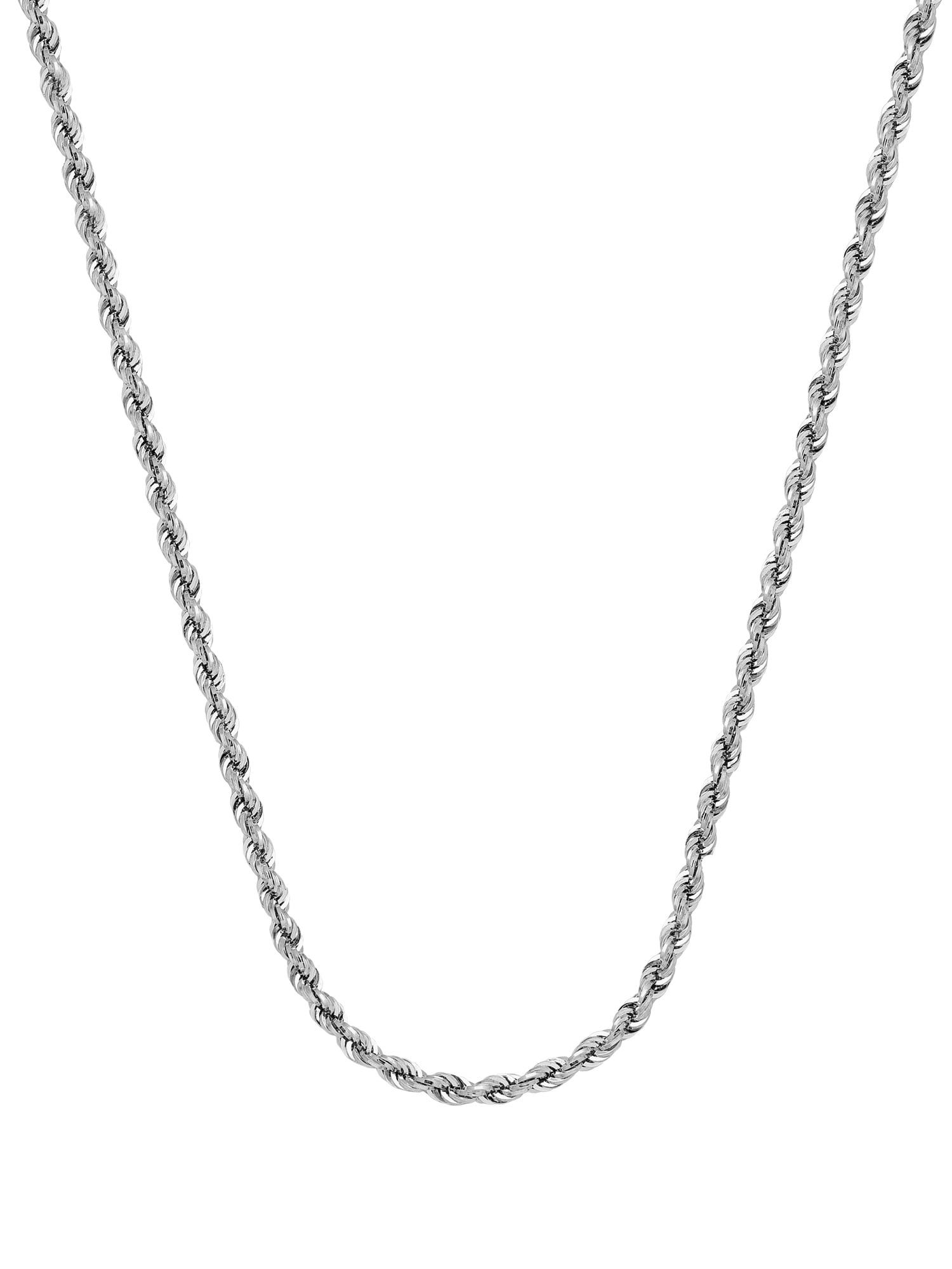 10K White Gold 2.9 Light Rope Chain in 20 inch, 22 inch, 24 inch, & 30 ...
