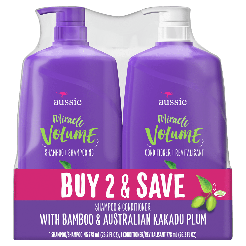 Aussie Miracle Volume Shampoo and Conditioner Hair Set, 26.2 fl oz