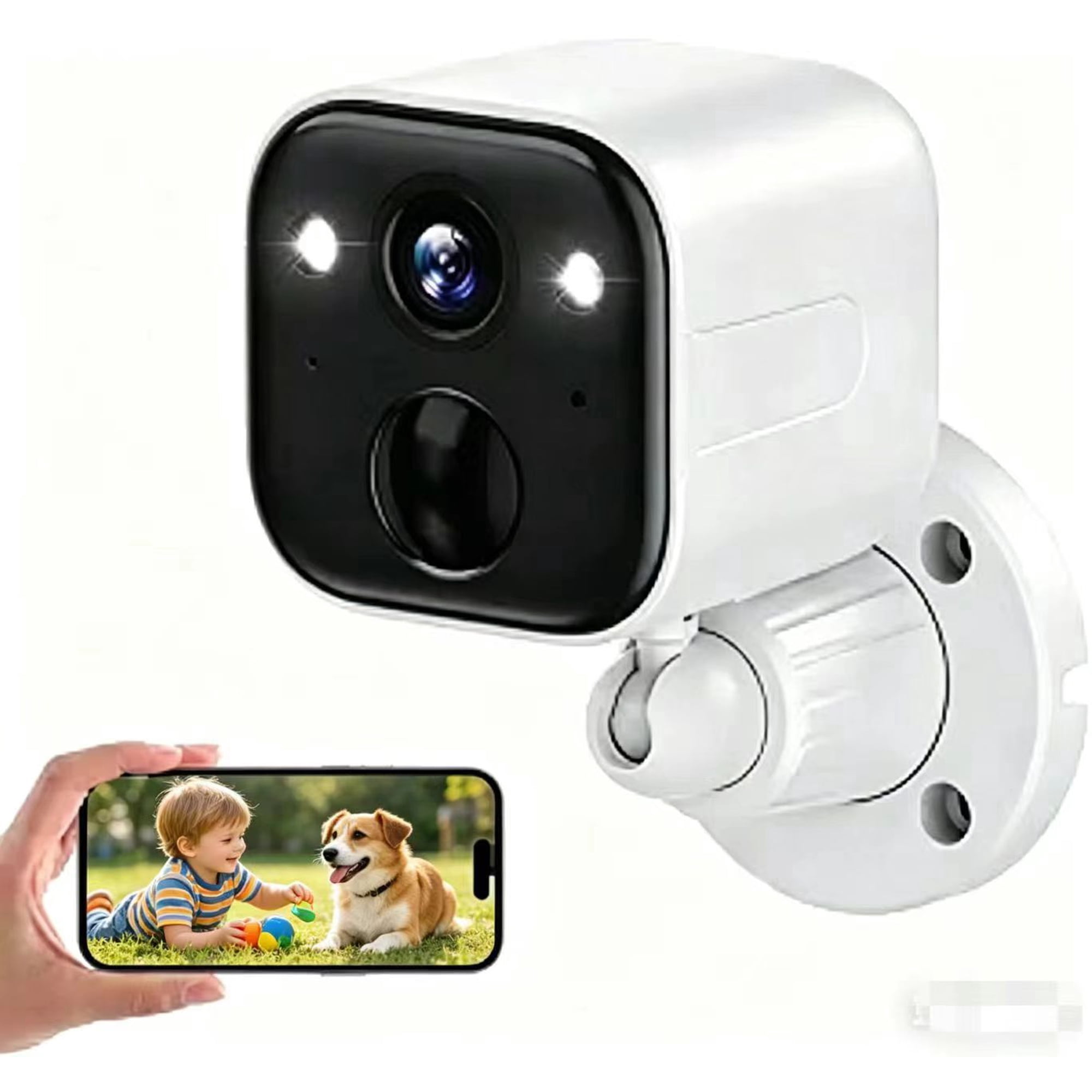 Indoor & Outdoor Security Camera, 360° Panoramic HD WiFi Home Surveillance. Supports remote access via mobile app, two-way audio and infrared night vision, perfect for pet, dog and baby monitoring.