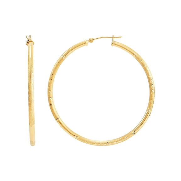 Brilliance Fine Jewelry 10K Yellow Gold 2.3MMx47MM Hollow Round Hoops Earrings