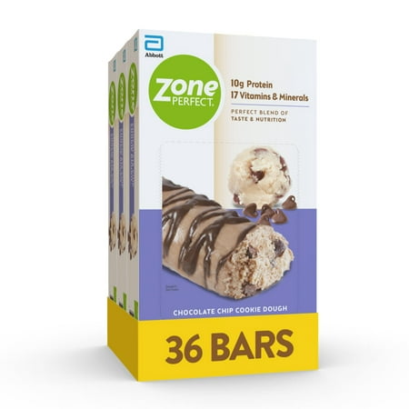 ZonePerfect Protein Bars, Snack For Breakfast or Lunch, Chocolate Chip Cookie Dough, 36 Bars