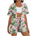thumbnail image 2 of LEWKW Summer Outfits for Women 3 Piece Sets Floral Kimono Cardigan Top & Shorts Vacation Beach Lounge Wear Boho Matching Cover up Casual Soft Suits, 2 of 7