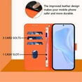 thumbnail image 3 of Wallet Case Compatible for Samsung Galaxy A54 5G, PU Leather Magnetic Closure Protective Flip Folio Case with 3 Card Holder and Wrist Strap Cover Women Men,Orange,For Galaxy A54 5G, 3 of 7
